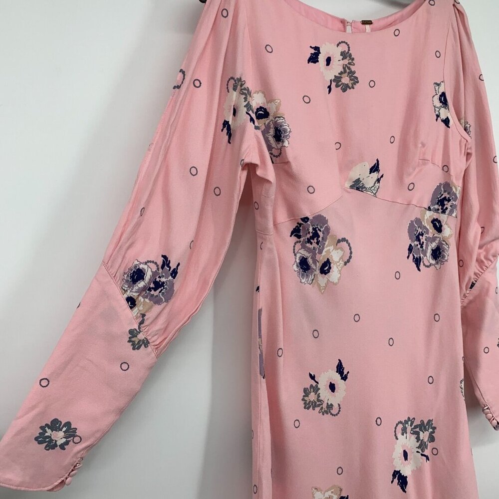 Free People Dress Sunshadows Mini Pink Floral Long Sleeve NWT - Picture 7 of 16